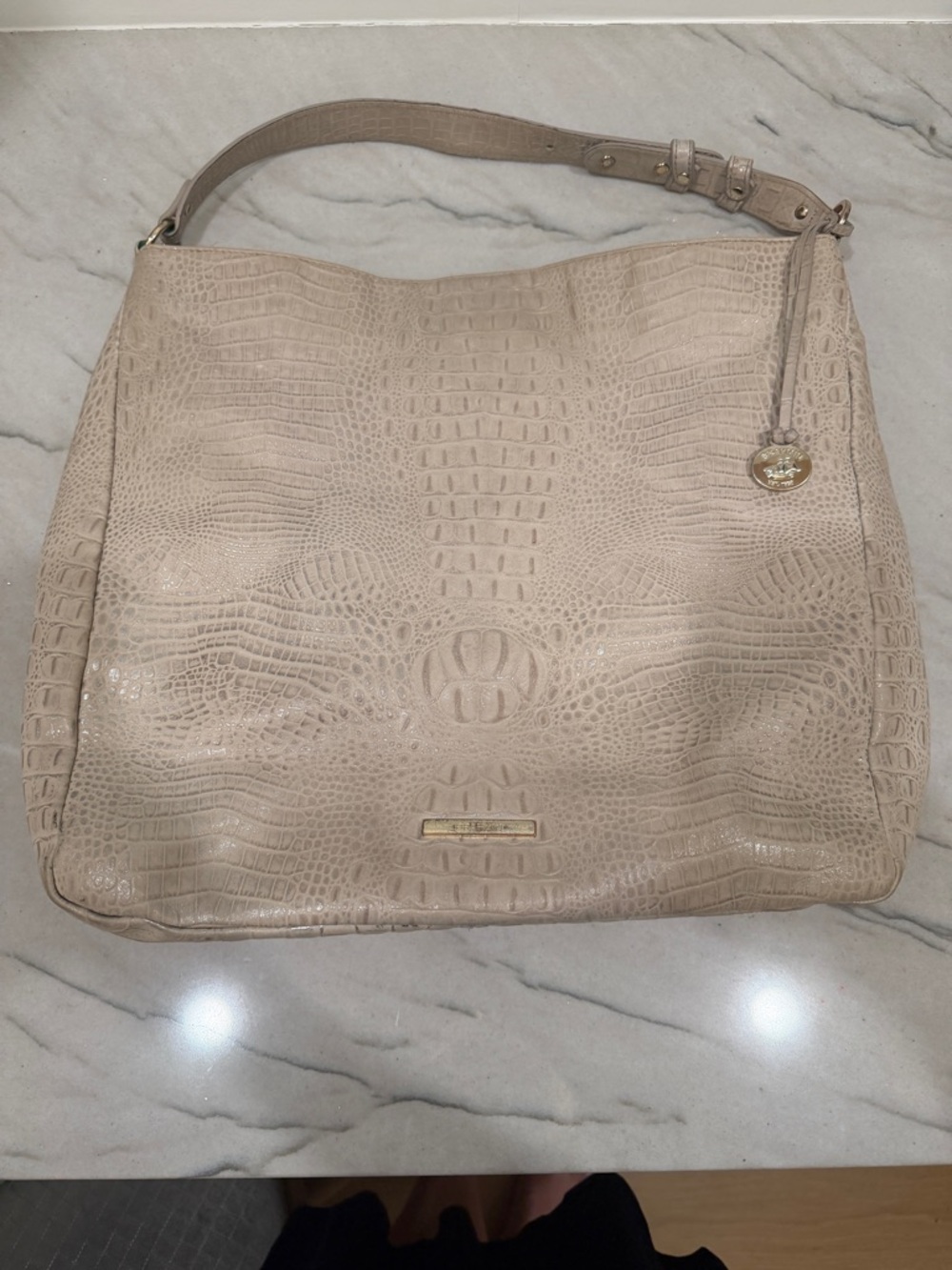 Brahmin Isabella Oyster Embossed Leather Hobo Bag